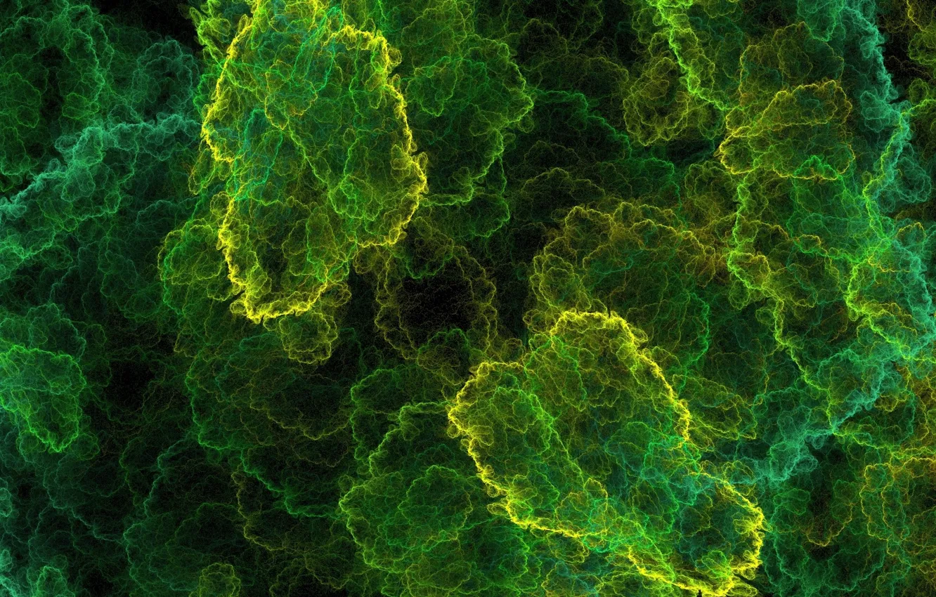 Photo wallpaper space, nebula, abstraction, black background, green