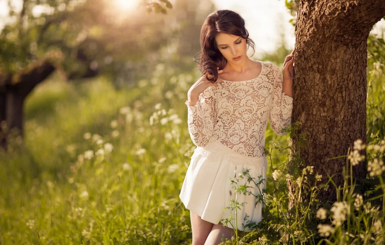 Photo wallpaper tree, dress, bokeh, Elaine Steenstra