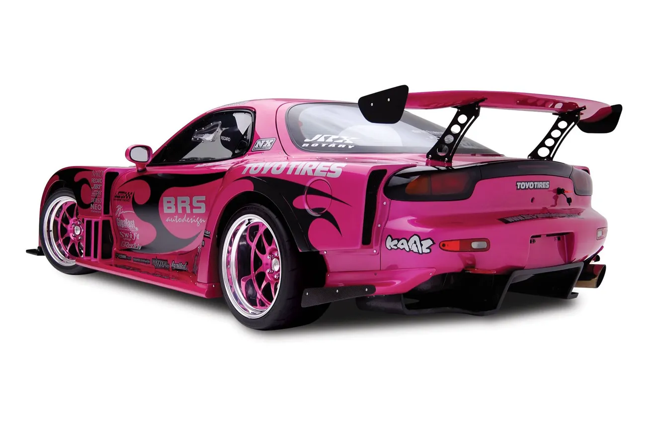 Photo wallpaper mazda, BACKGROUND, WHITE, SPOILER, COLOR, VIEW, BACK, PINK