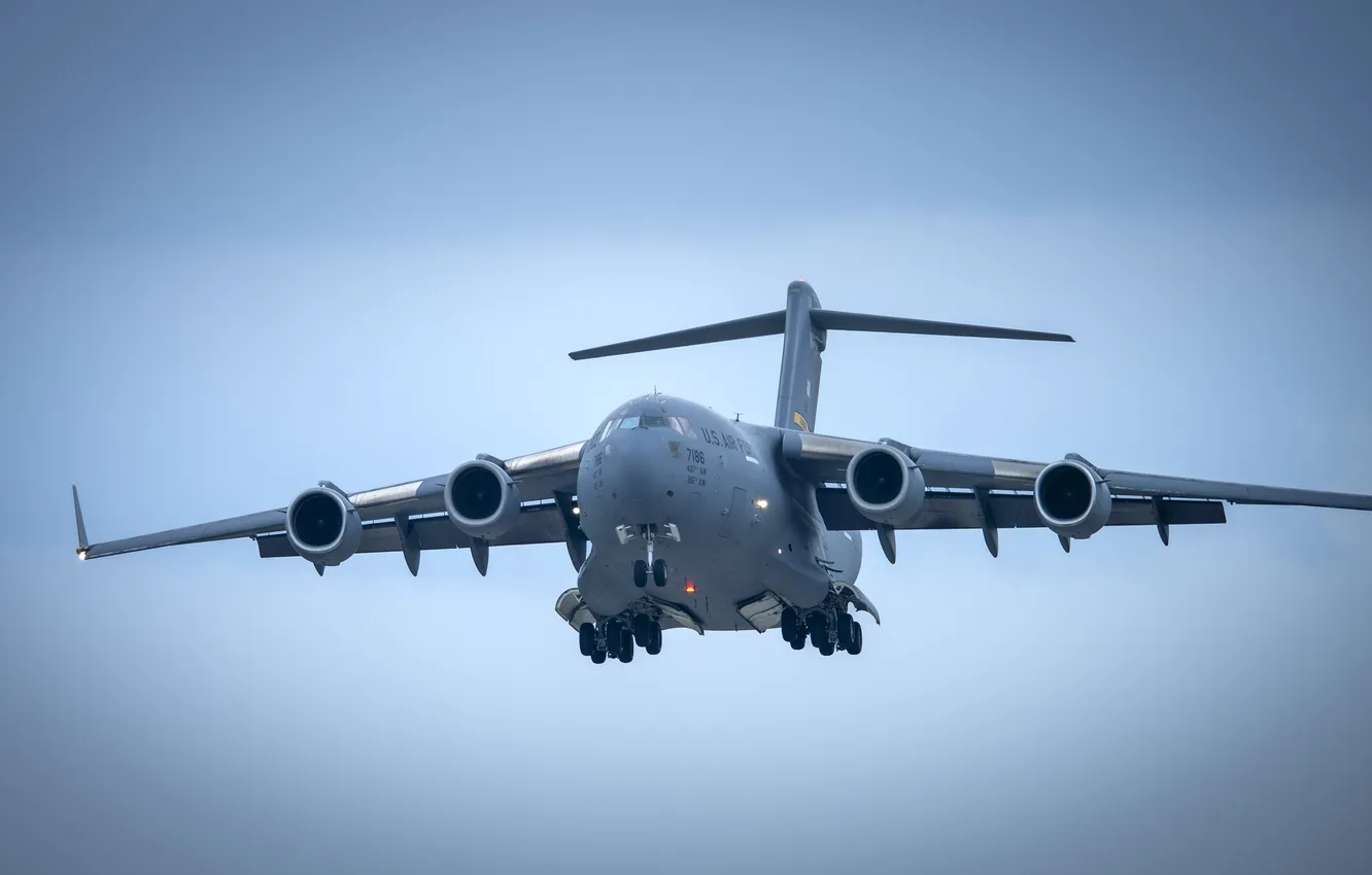 Photo wallpaper UNITED STATES AIR FORCE, Boeing C-17 Globemaster III, American military transport aircraft