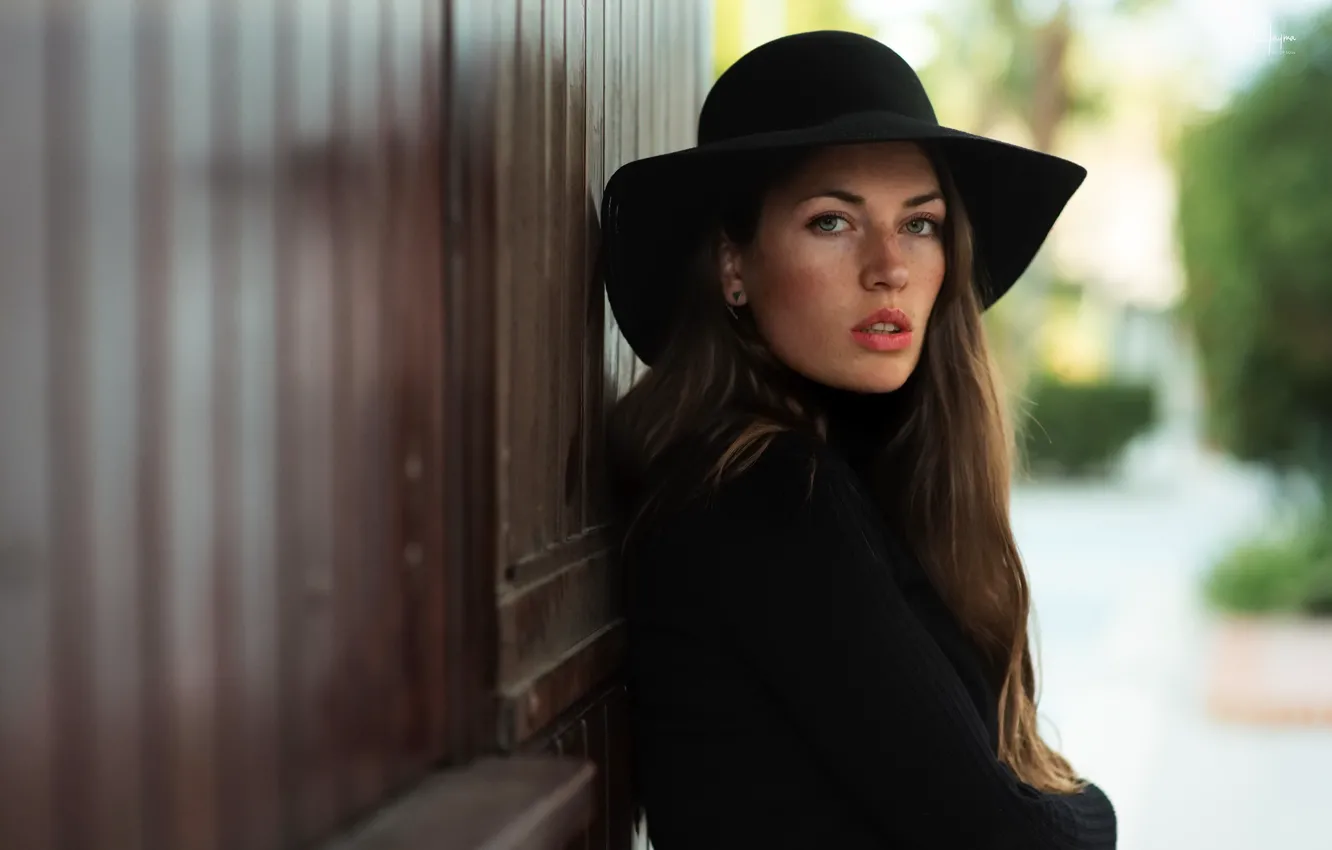 Photo wallpaper girl, portrait, hat