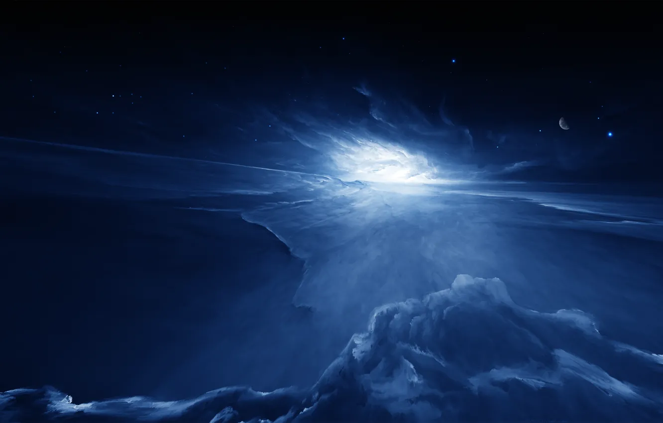 Photo wallpaper space, stars, planet, starkiteckt