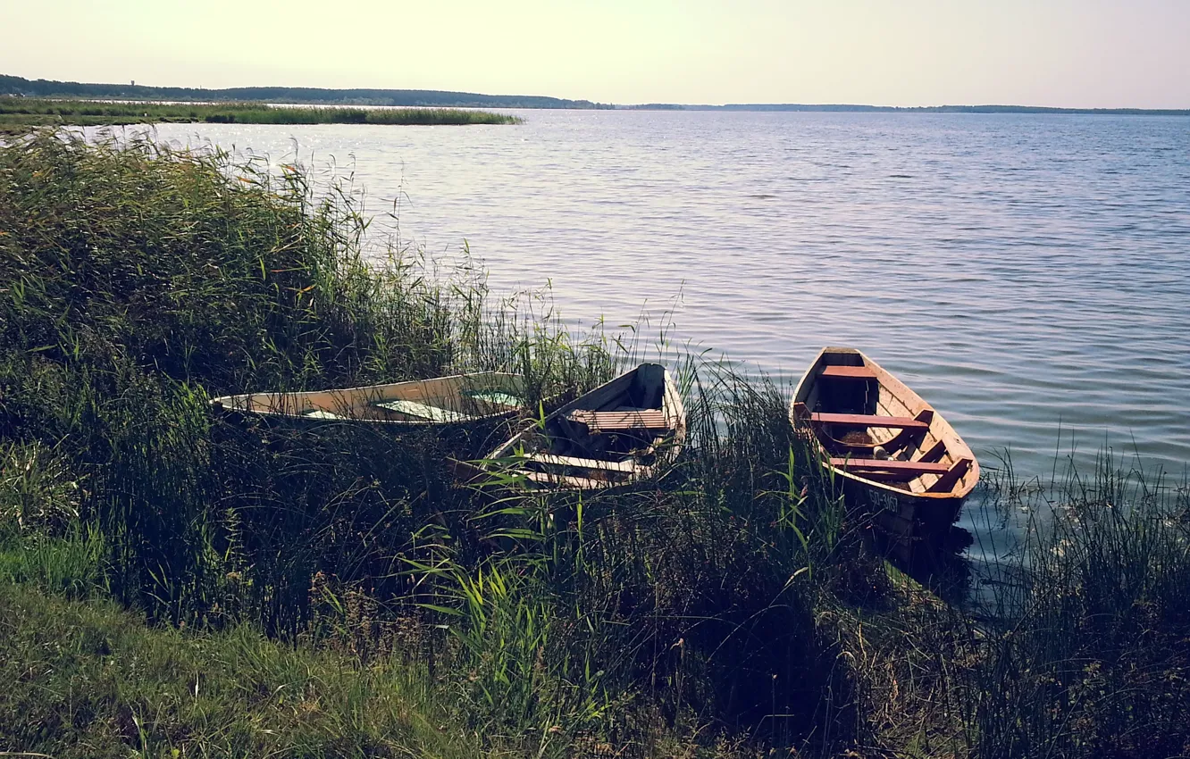 Photo wallpaper nature, lake, boat