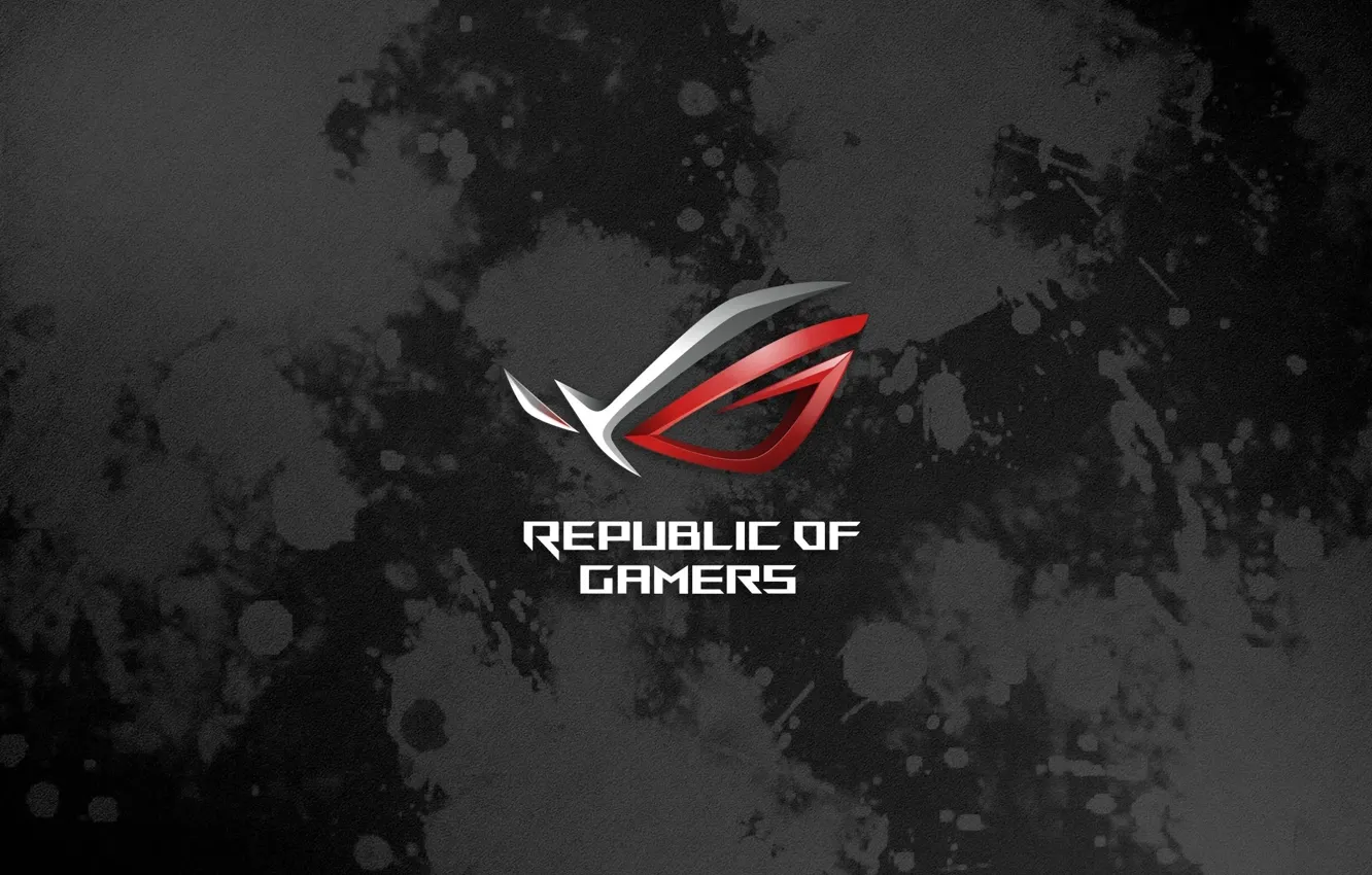 Photo wallpaper grey, logo, high-tech, brand, asus, ASUS, republic of gamers, asus rog