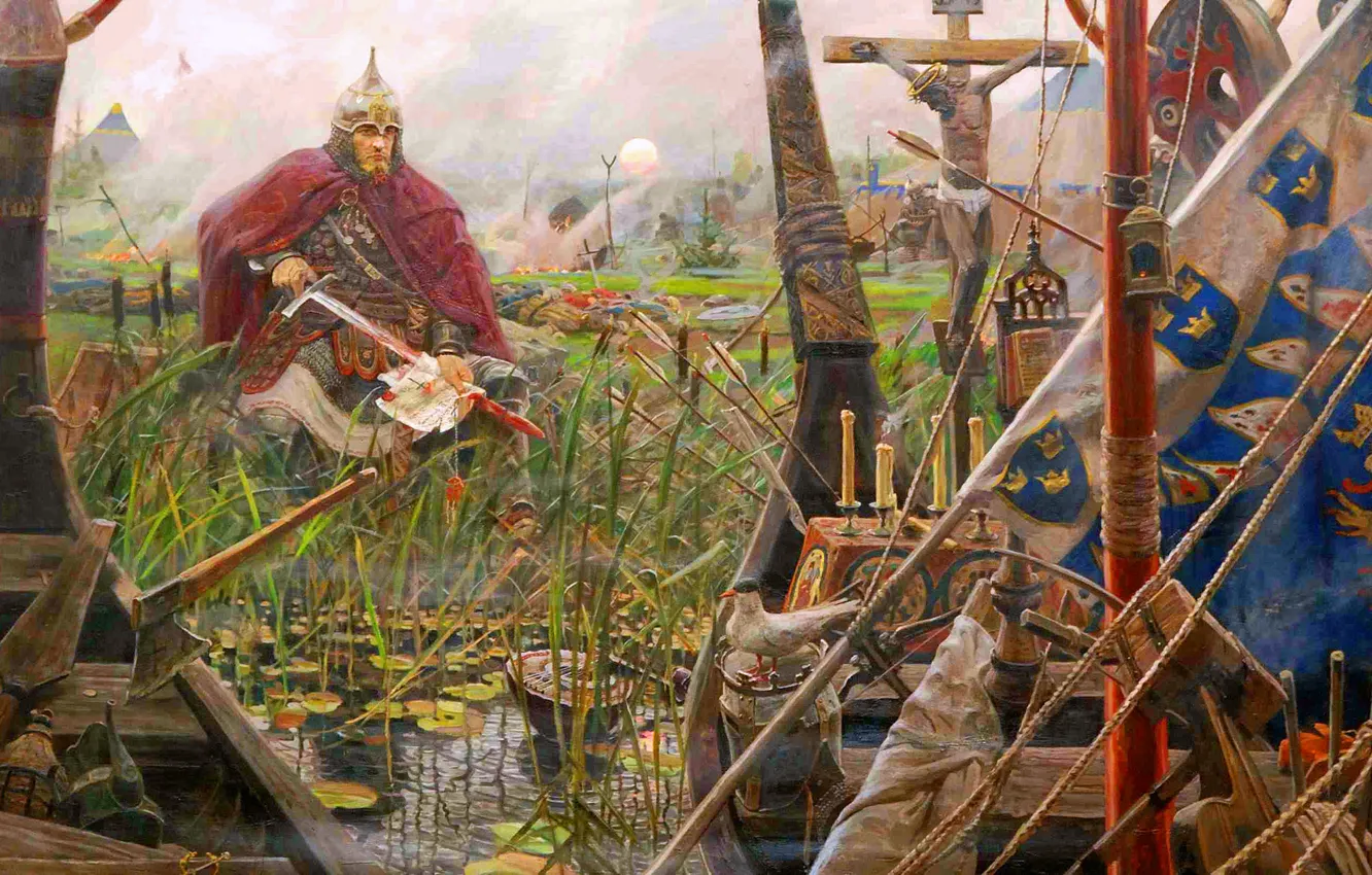 Photo wallpaper picture, warrior, Russia, Russia, Russian, Paul Ryzhenko, Alexander Nevsky, Neva Battle