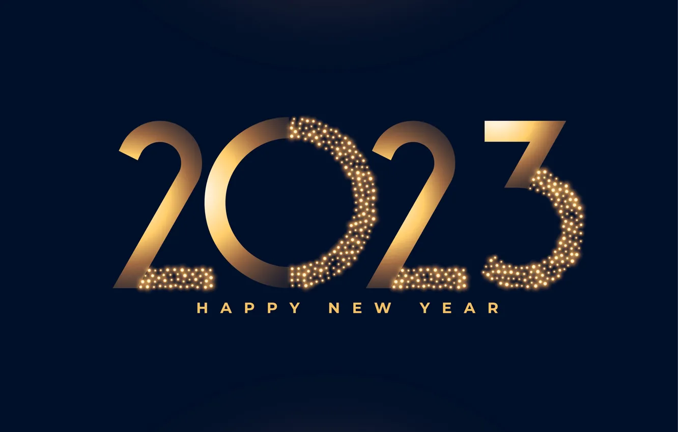 Photo wallpaper lights, the dark background, the inscription, Shine, new year, point, figures, gold
