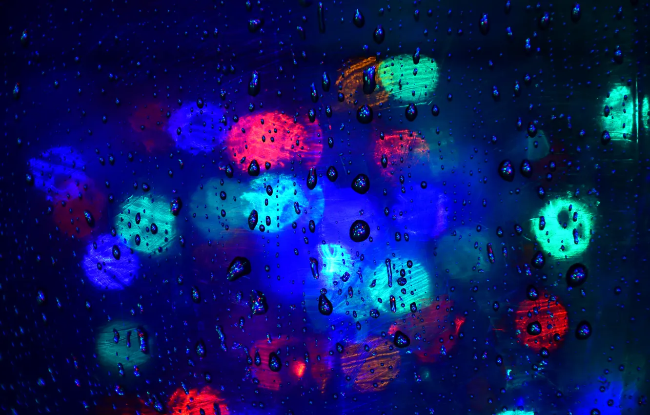 Photo wallpaper glass, water, drops, light, glare, color