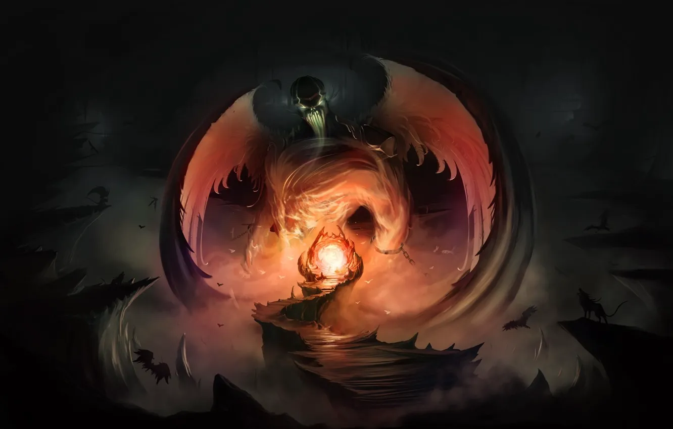 Photo wallpaper lights, death, hell, trail, angel, entrance