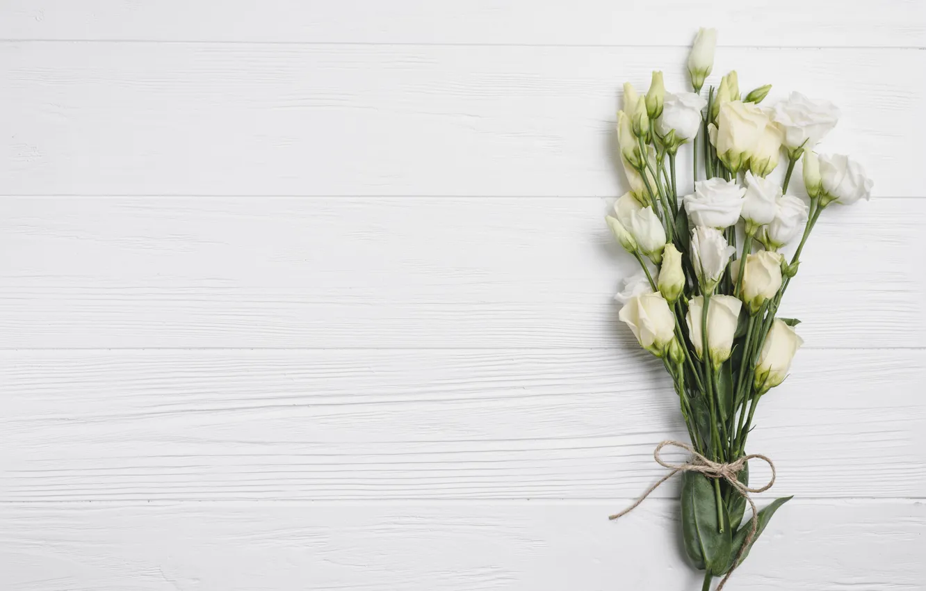 Photo wallpaper Flowers, bouquet, White background, Eustoma