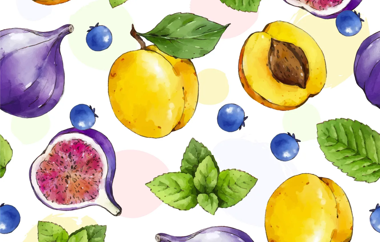 Photo wallpaper background, vector, texture, apricots, figs, repetition