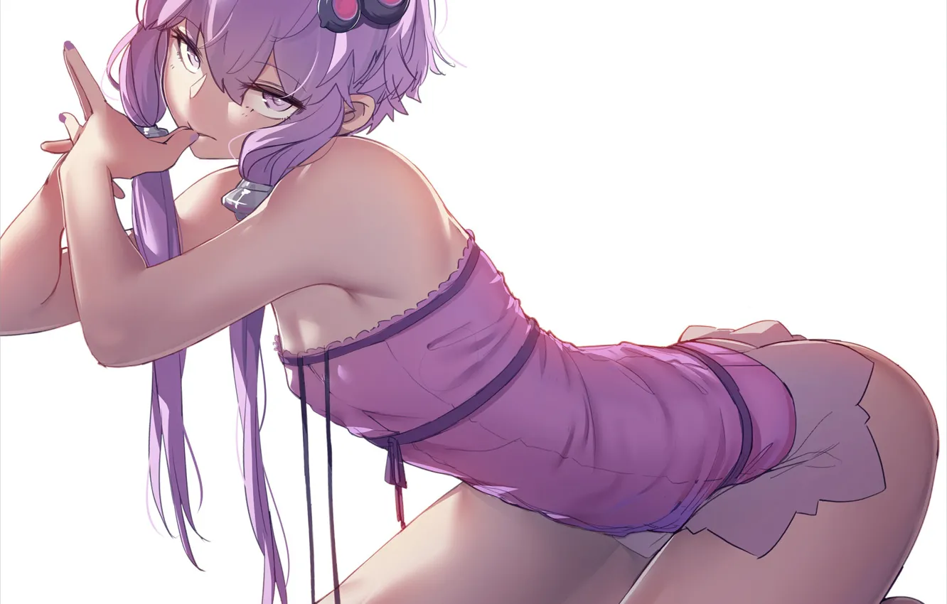Photo wallpaper look, hands, vocaloid, Vocaloid, flirting, two tails, yuzuki up, pink blouse