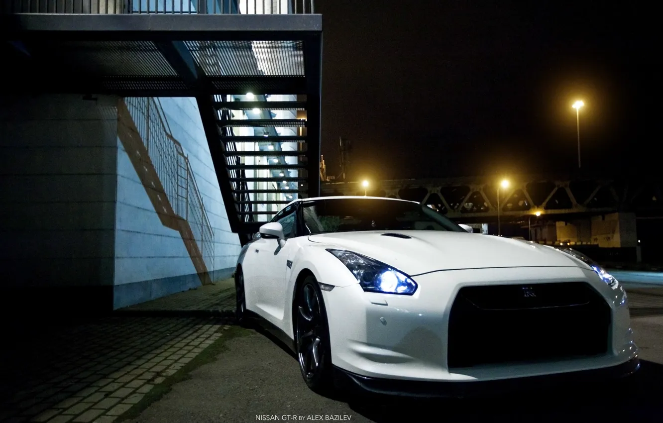 Photo wallpaper machine, lights, Nissan, photographer, GTR, before, Nissan, auto