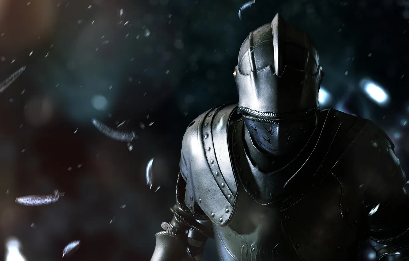 Photo wallpaper feathers, helmet, armor, knight, Capcom, SCE Japan Studio, Deep Down