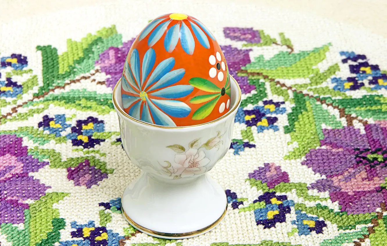 Photo wallpaper pattern, egg, Easter, glass, tablecloth, Pysanka