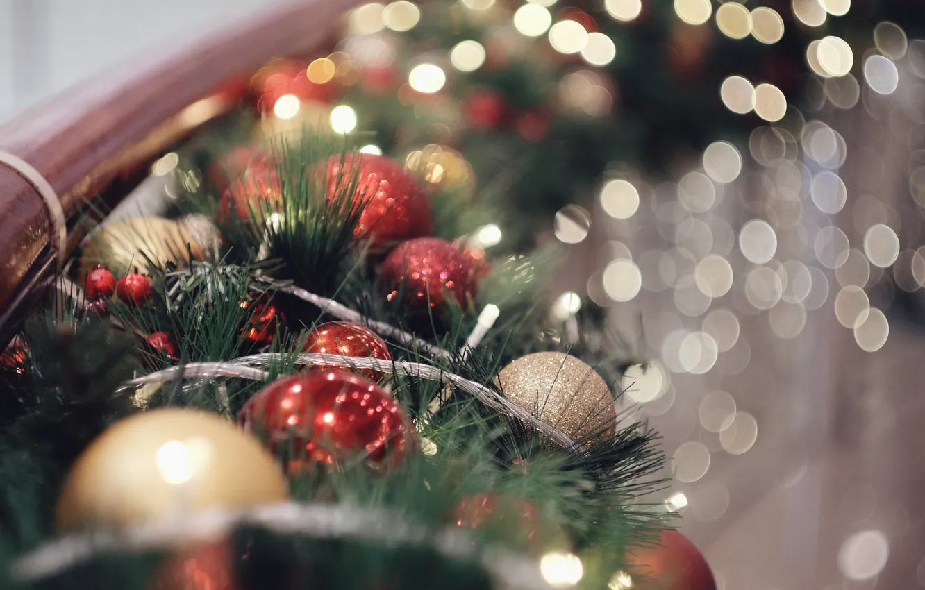 Photo wallpaper holiday, balls, Christmas decorations, Christmas decorations