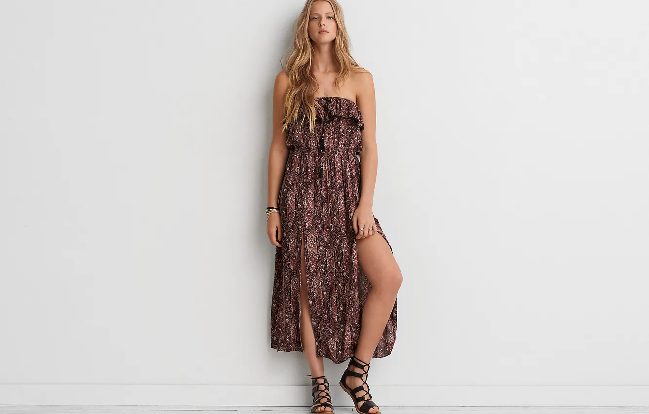 Photo wallpaper long hair, dress, legs, woman, young, beautiful, model, Abby Champion