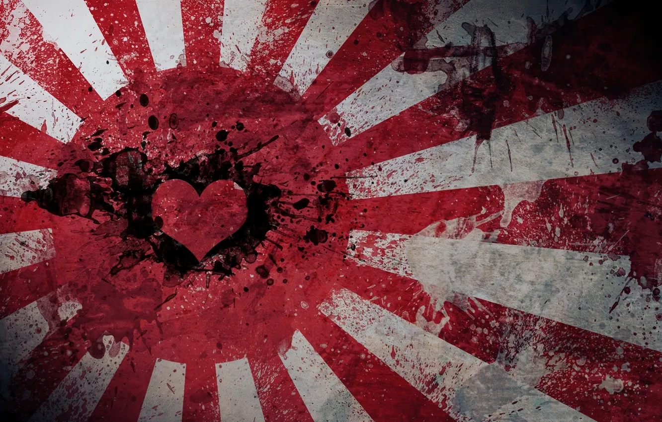 Photo wallpaper heart, Japan, flag, Japan, love, flag, hearth