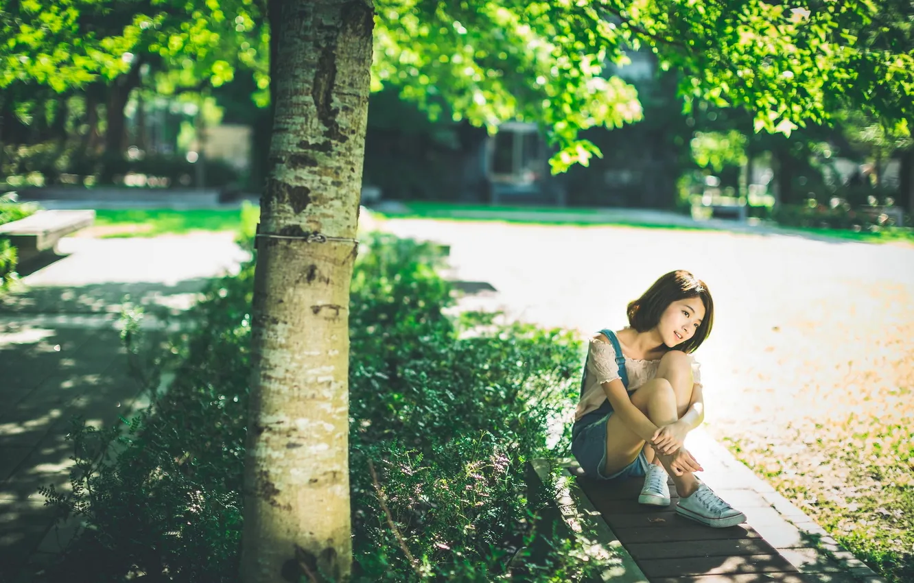 Photo wallpaper summer, girl, street