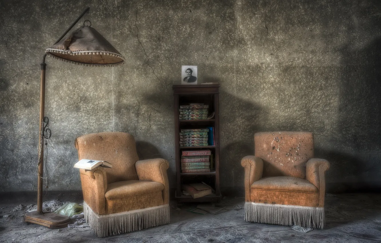 Photo wallpaper room, chair, book