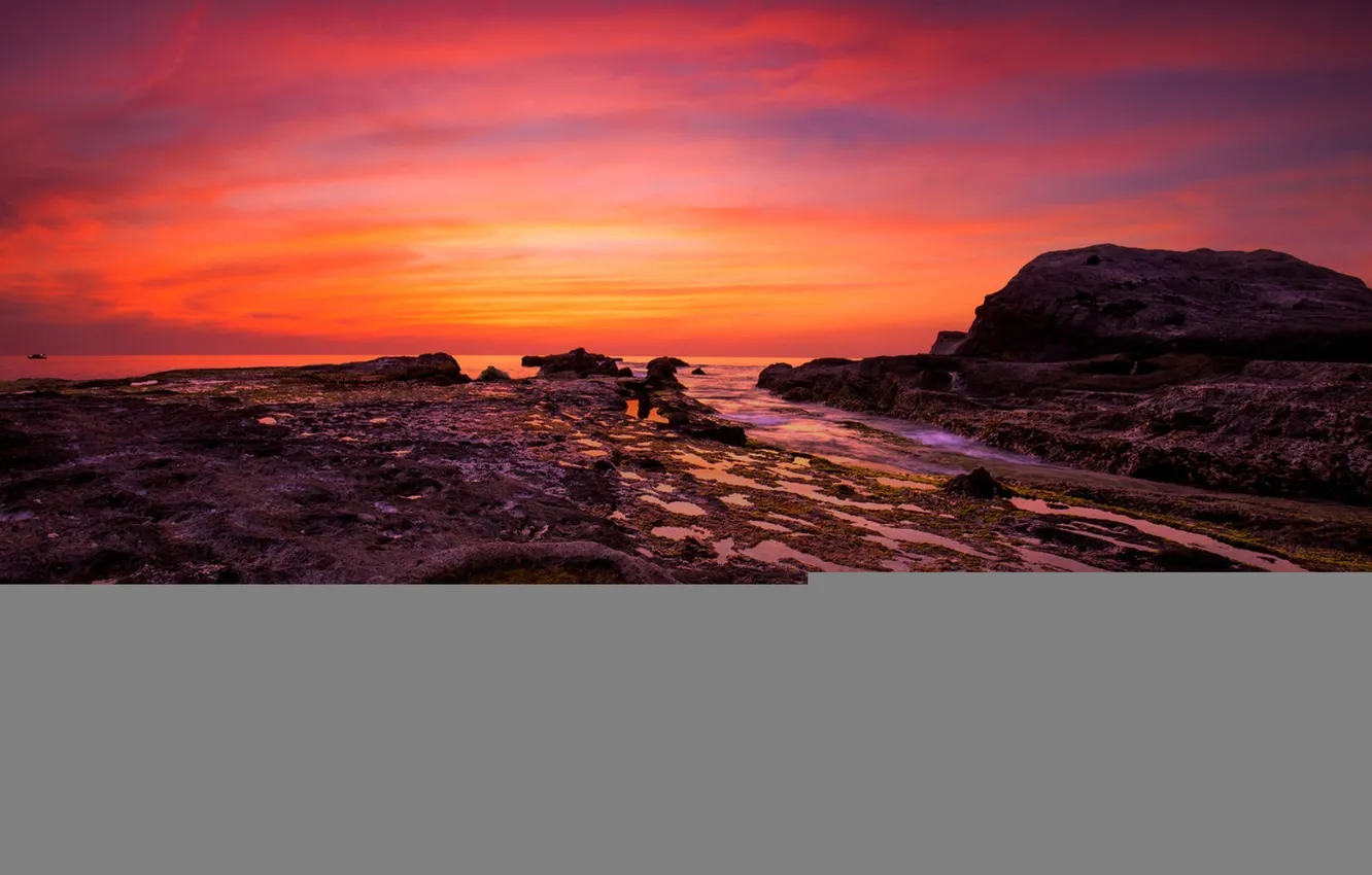 Photo wallpaper sea, night, nature