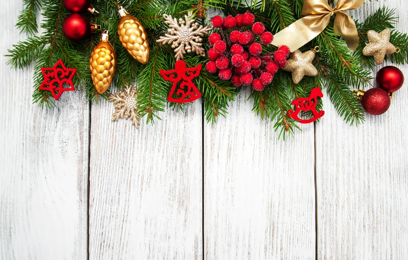 Photo wallpaper branches, toy, tree, new year, composition, Olena Rudo