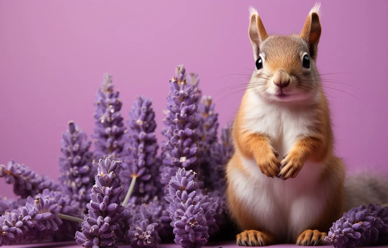 Photo wallpaper flowers, protein, lavender, AI art, neural network