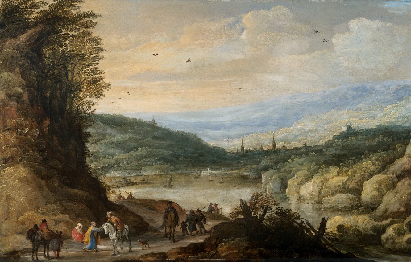 Photo wallpaper trees, landscape, oil, picture, Joos de Momper