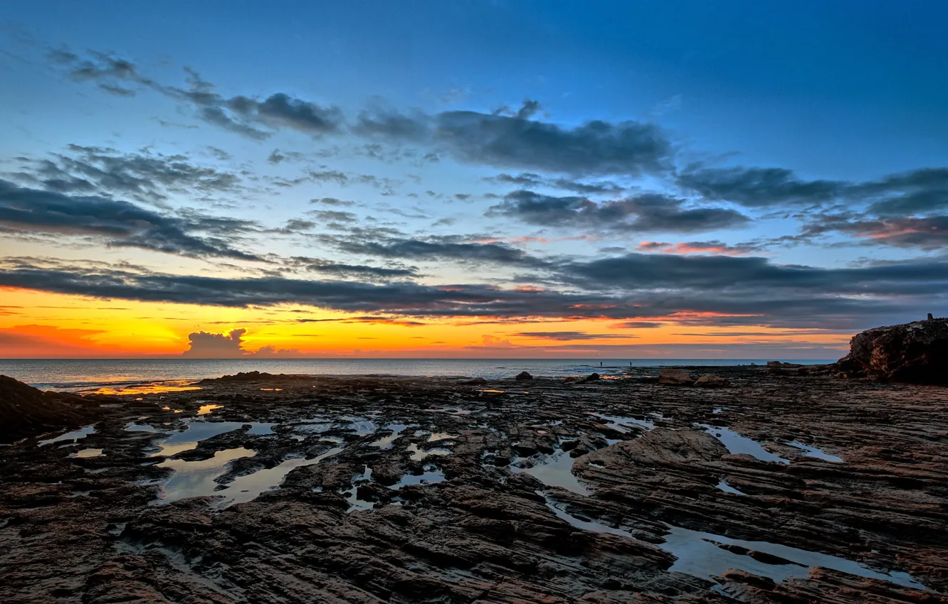 Photo wallpaper sunset, coast, Spain