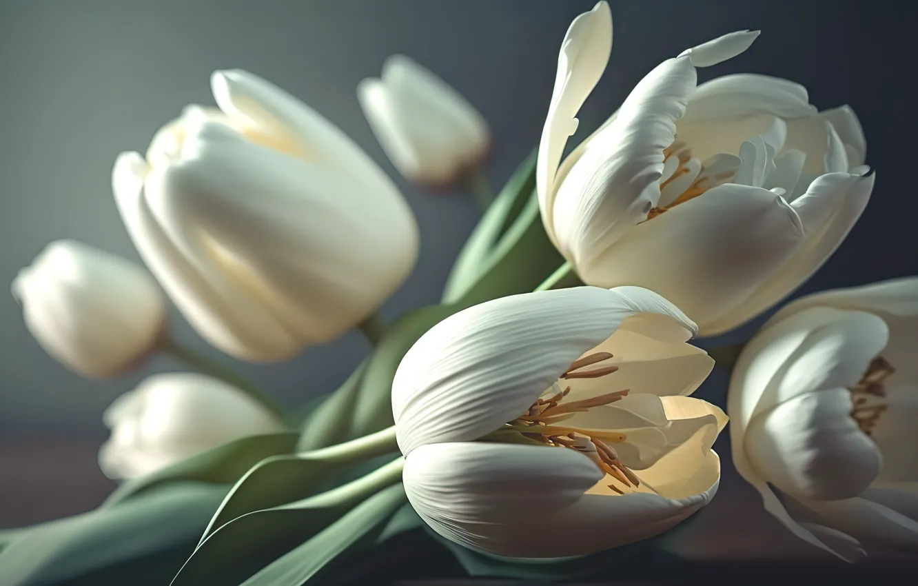 Photo wallpaper flowers, background, tulips, white, white, still life, flowers, background
