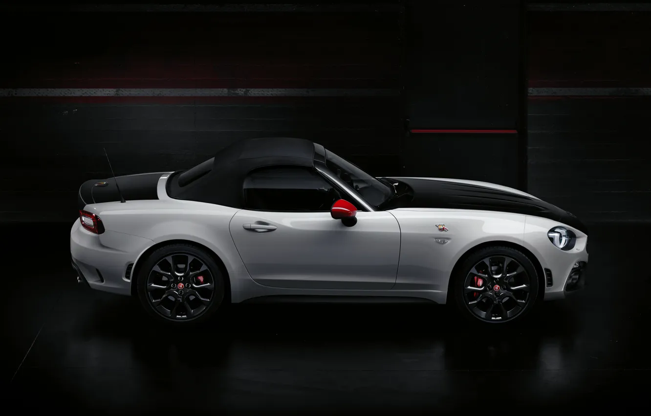 Photo wallpaper Roadster, spider, black and white, double, Abarth, 2016, 124 Spider, the soft top