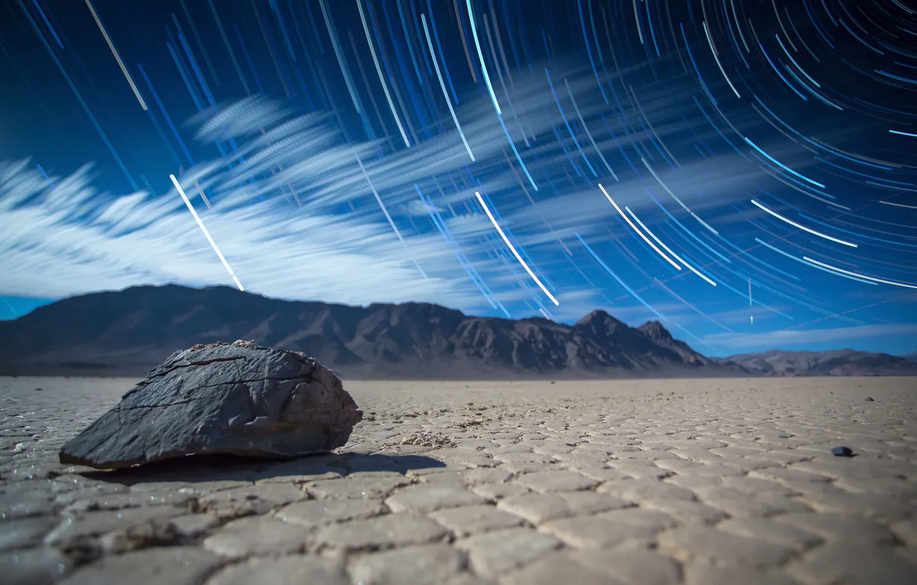 Photo wallpaper mountains, night, stones, desert, excerpt, Death Valley, The Racetrack