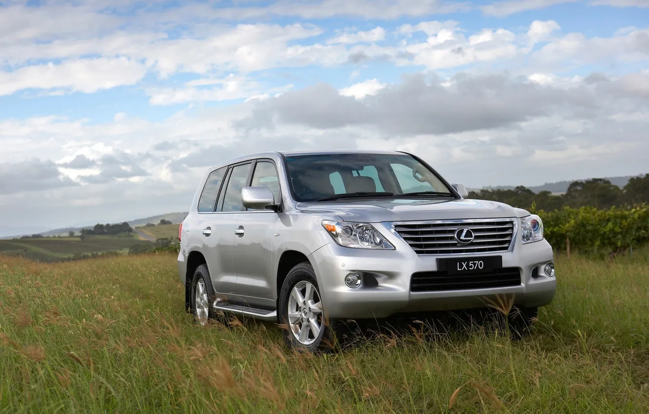 Photo wallpaper the sky, Lexus, meadow, lx570, Luxury SUV