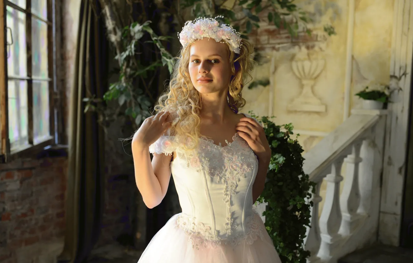 Photo wallpaper girl, long hair, dress, beautiful, bride, attractive, handsome, Blonde Hair