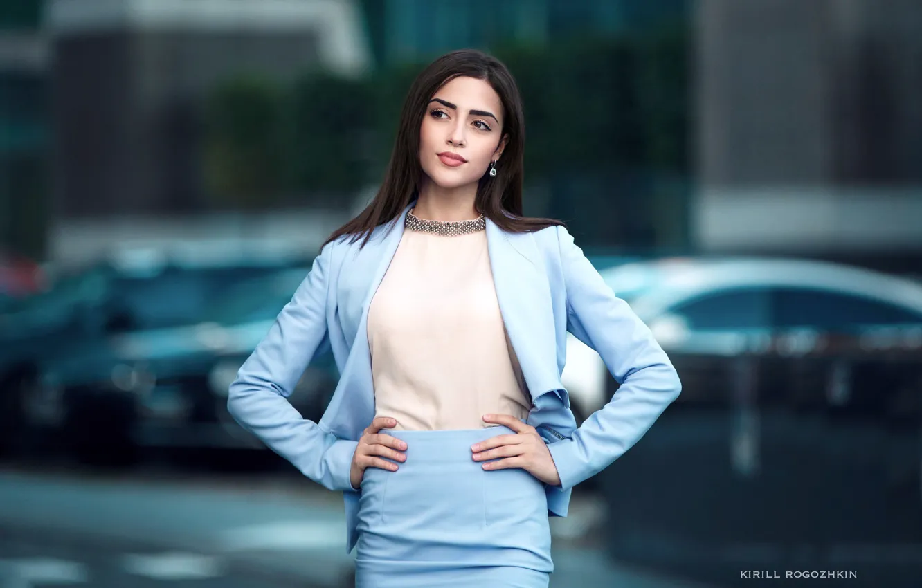 Photo wallpaper machine, pose, background, model, skirt, portrait, makeup, figure