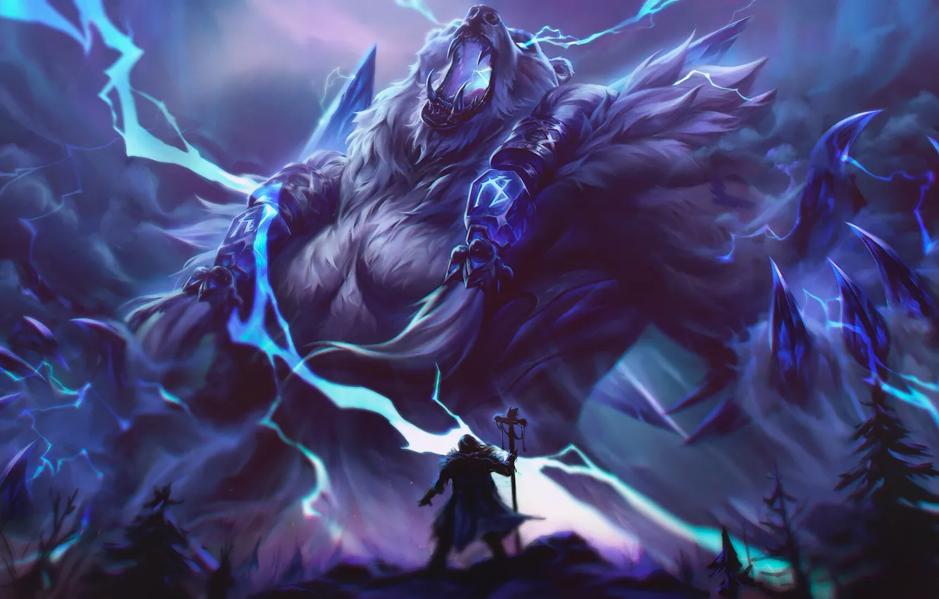 Photo wallpaper League of Legends, Volibear, monster, roar