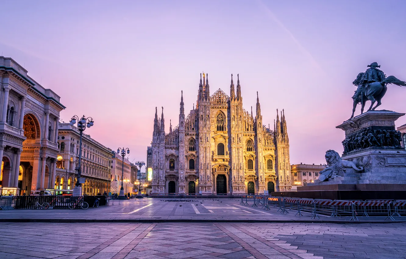Photo wallpaper Gothic, the evening, Italy, monument, Milan, The Duomo of Milan, The Cathedral Of The Nativity …