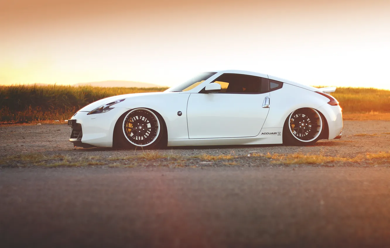 Photo wallpaper car, tuning, white, Nissan, tuning, rechange, stance, nissan 370z