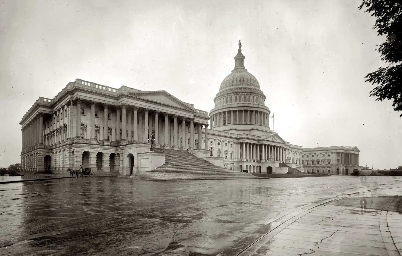 Photo wallpaper retro, Washington, USA, Capitol, DC, Congress, 1908-the year