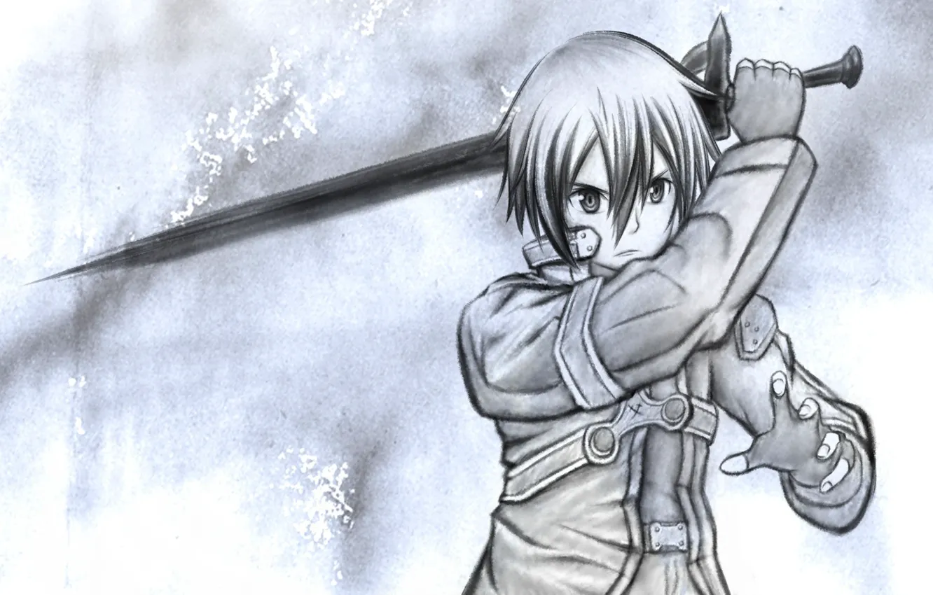 Photo wallpaper weapons, anime, art, sword art online, Kirito, The black swordsman