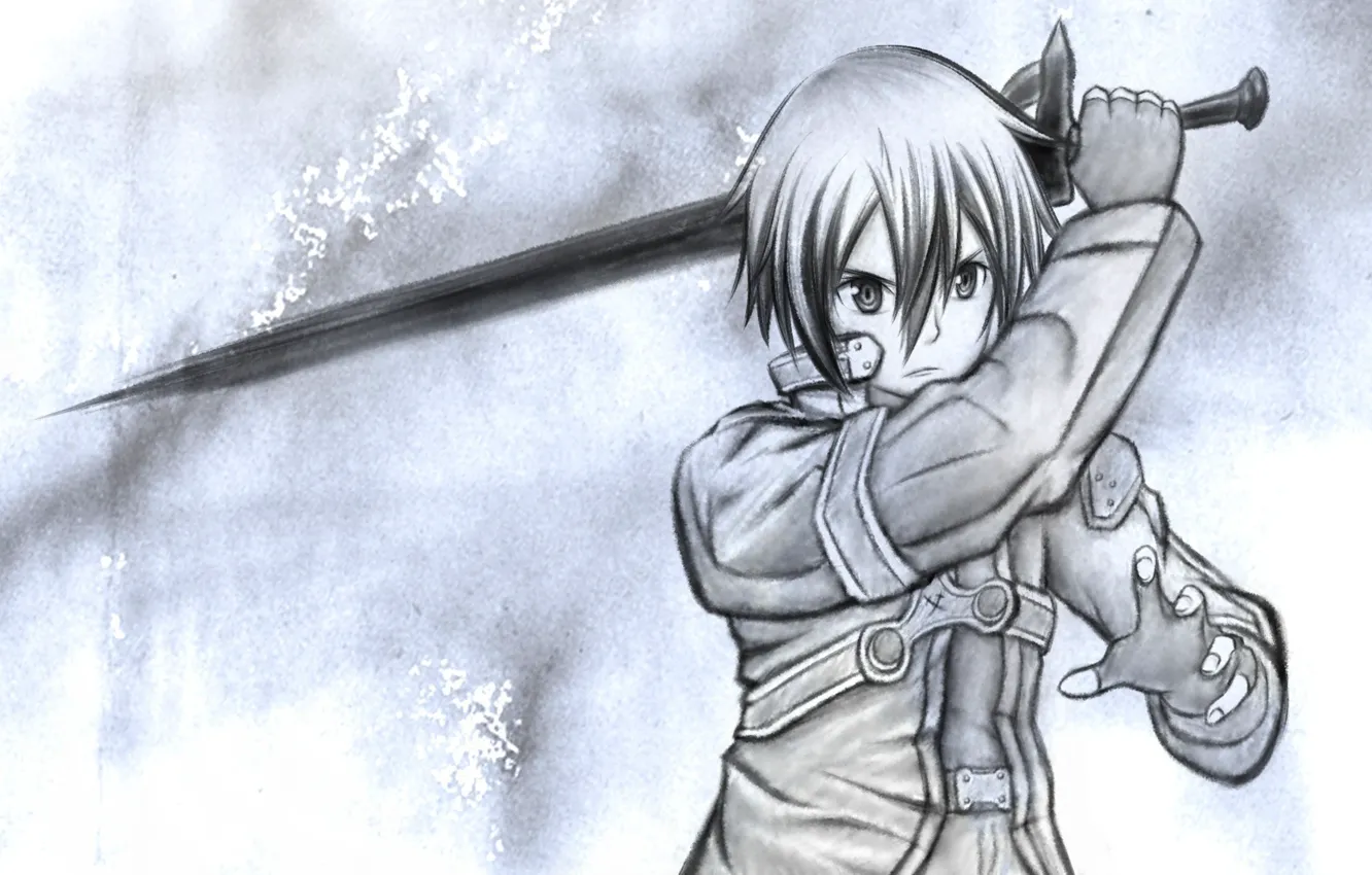 Photo wallpaper weapons, anime, art, sword art online, kirito, The black swordsman