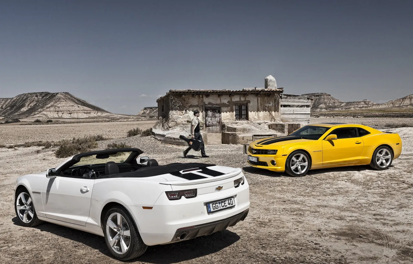 Photo wallpaper white, Chevrolet, Camaro, white, Roadster, Chevrolet, yellow, Camaro