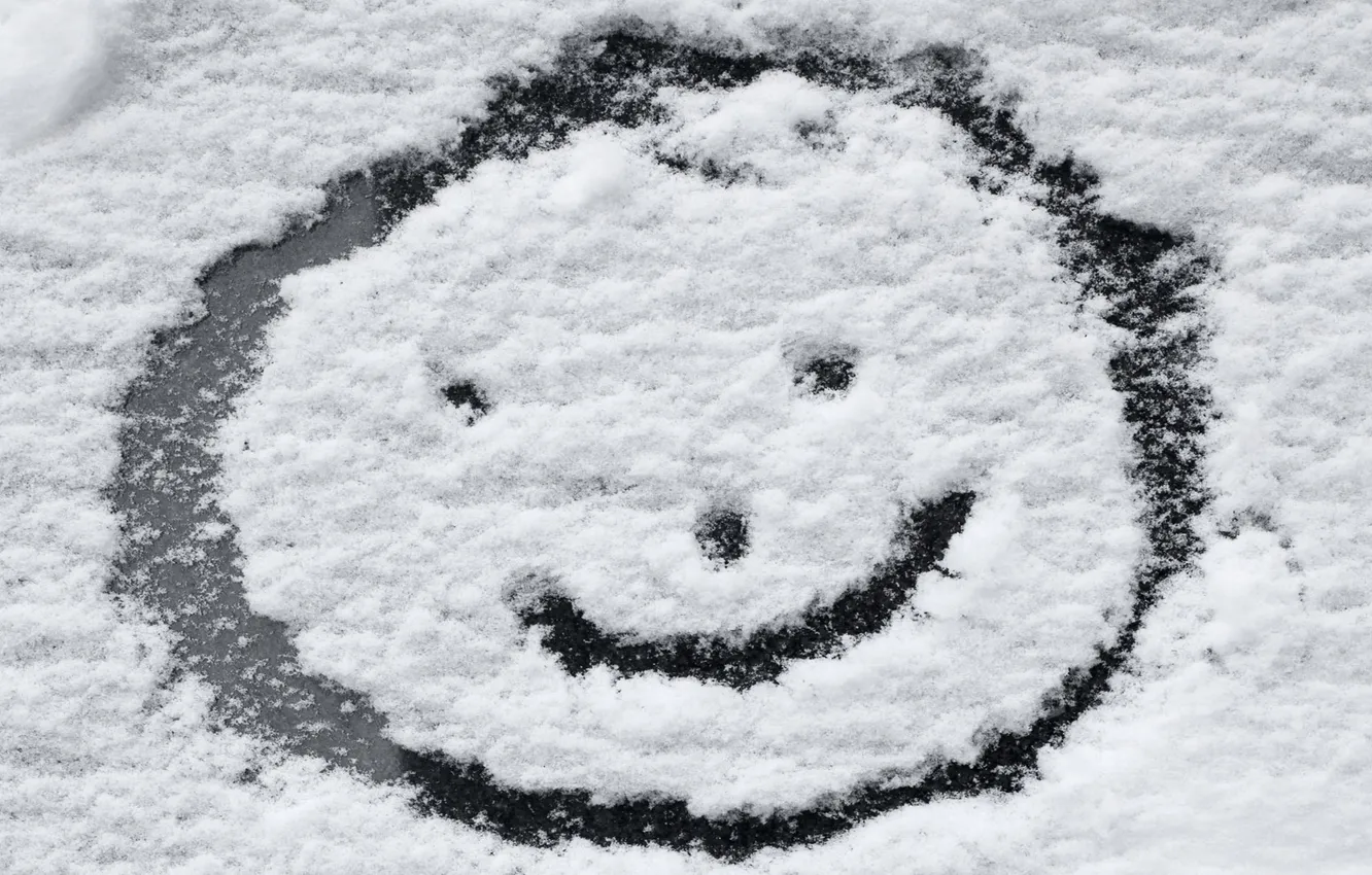 Photo wallpaper winter, snow, joy, smile, mood, figure, smile, shape