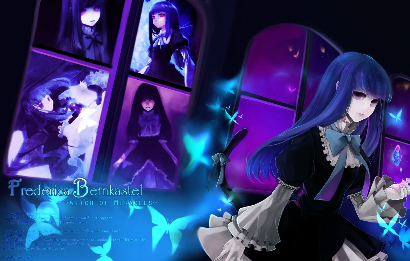 Photo wallpaper crystal, girl, butterfly, night, blue, Windows, tail, the witch