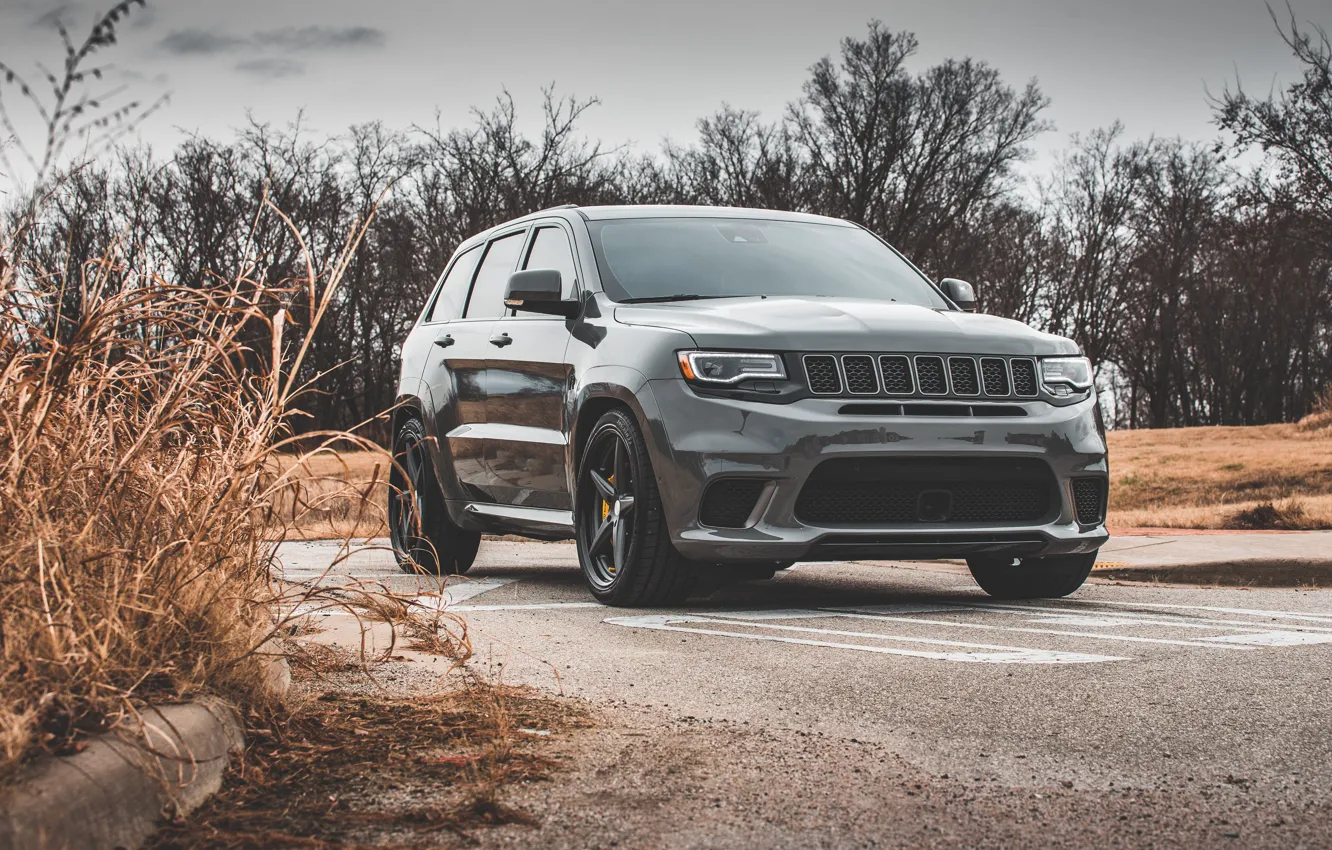 Photo wallpaper SRT8, Autumn, Gray, SUV, Jeep, Grand Cherokee, Track Hawk