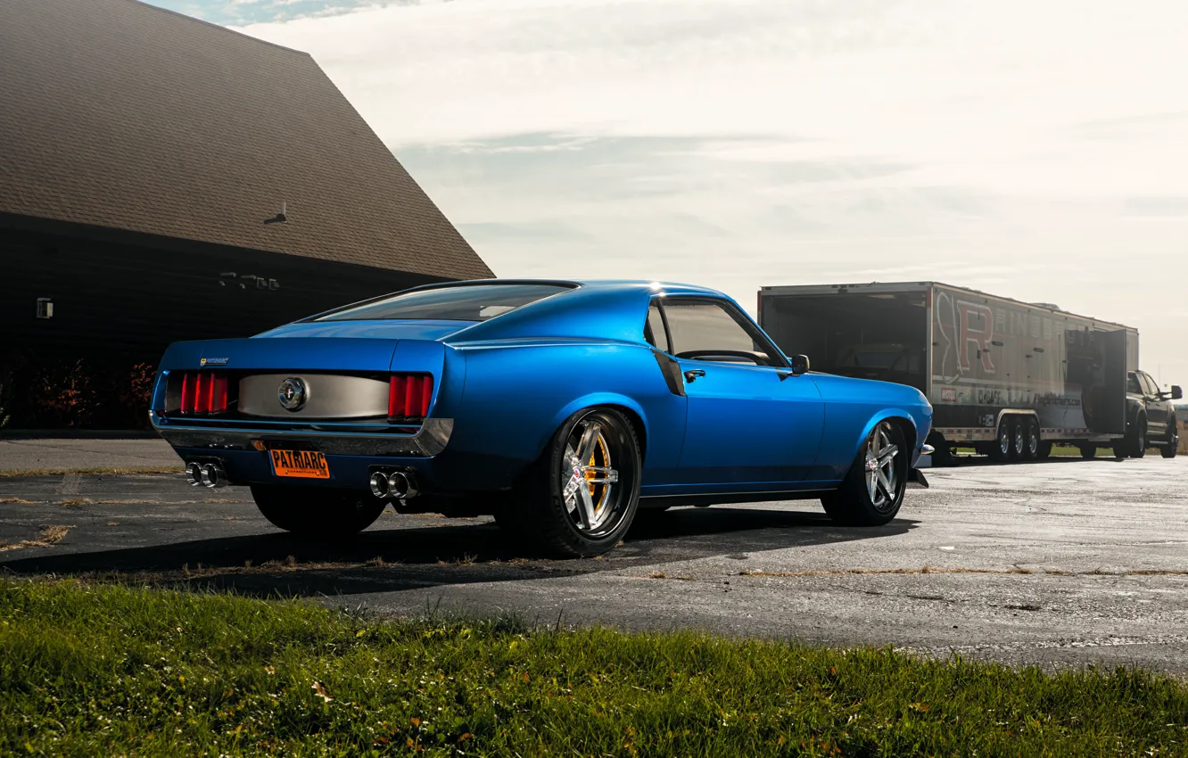Photo wallpaper Mustang, Ford, Blue, Ford, 1969, Mustang, Ford Mustang, Ford Mustang