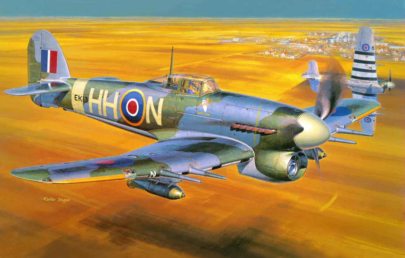 Photo wallpaper fighter, bomber, the plane, British, WW2., single, Hawker Typhoon, Mk IB