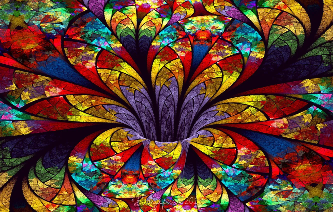 Photo wallpaper bright, abstraction, stained glass, colorful, colors, funnel, abstraction 3d
