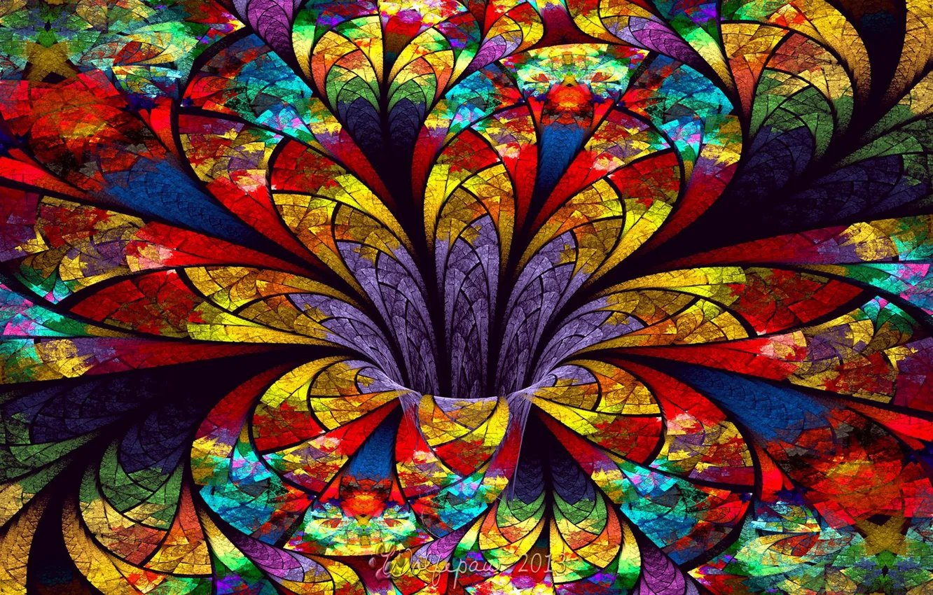 Photo wallpaper abstraction, bright, stained glass, colorful, colors, funnel, abstraction 3D