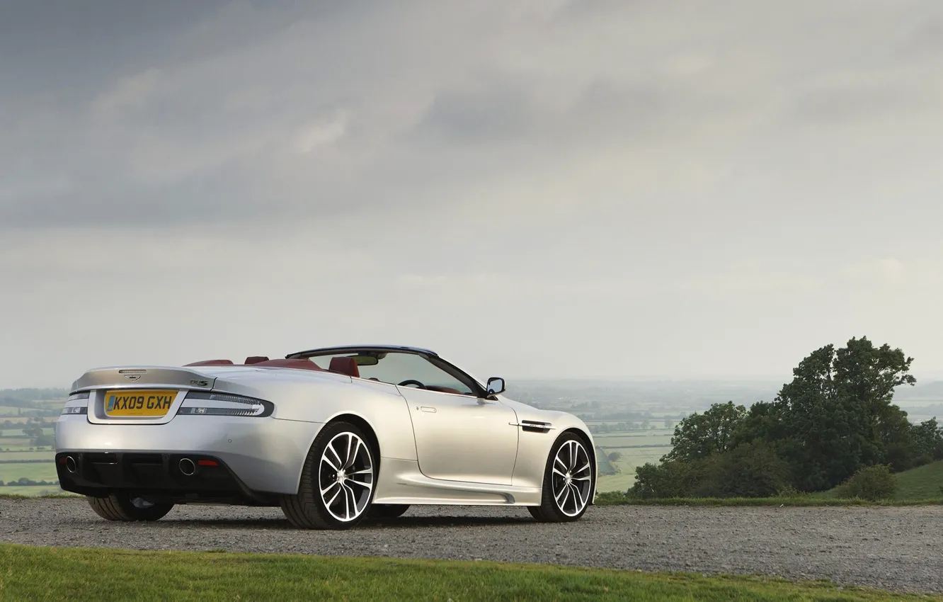 Photo wallpaper road, trees, convertible, car