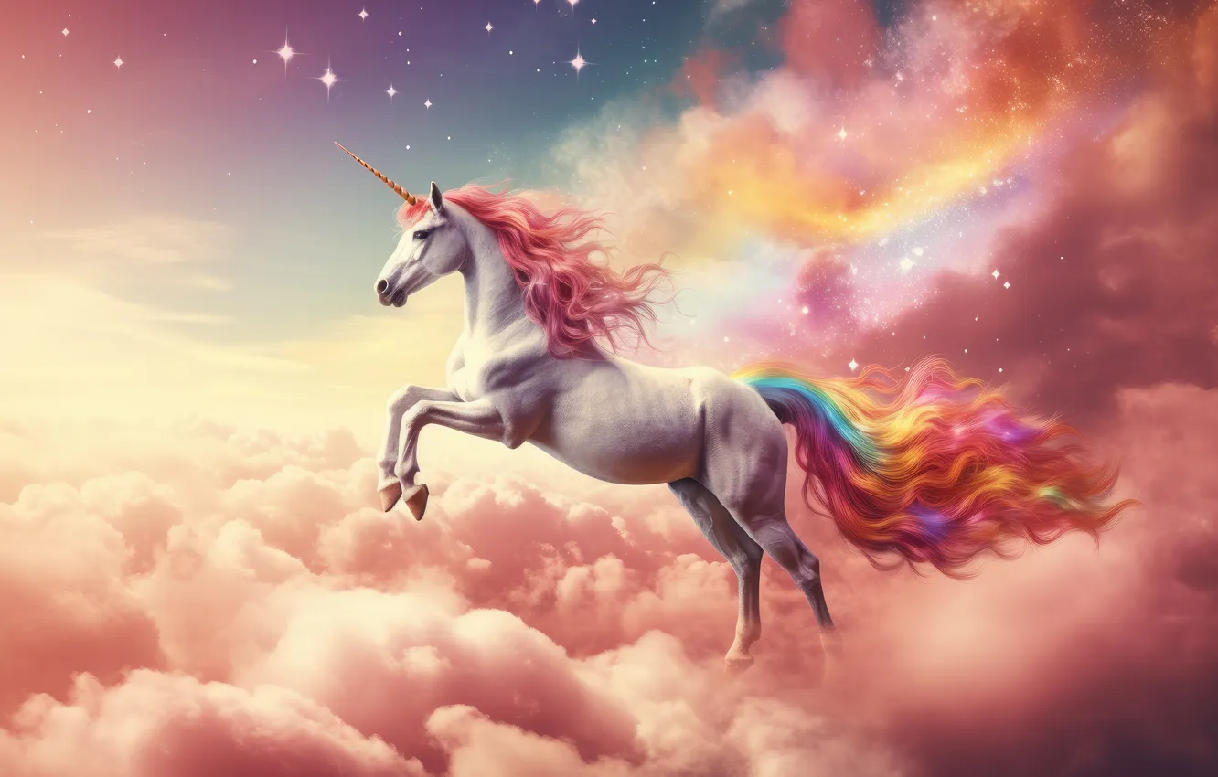 Photo wallpaper colors, cloud, unicorn